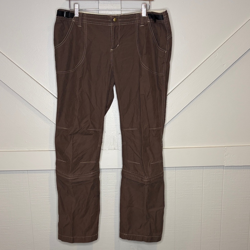 Kuhl Dry Comfort Tech Brown Casual Convertible Zip Off Hiking Pants Womens XL
